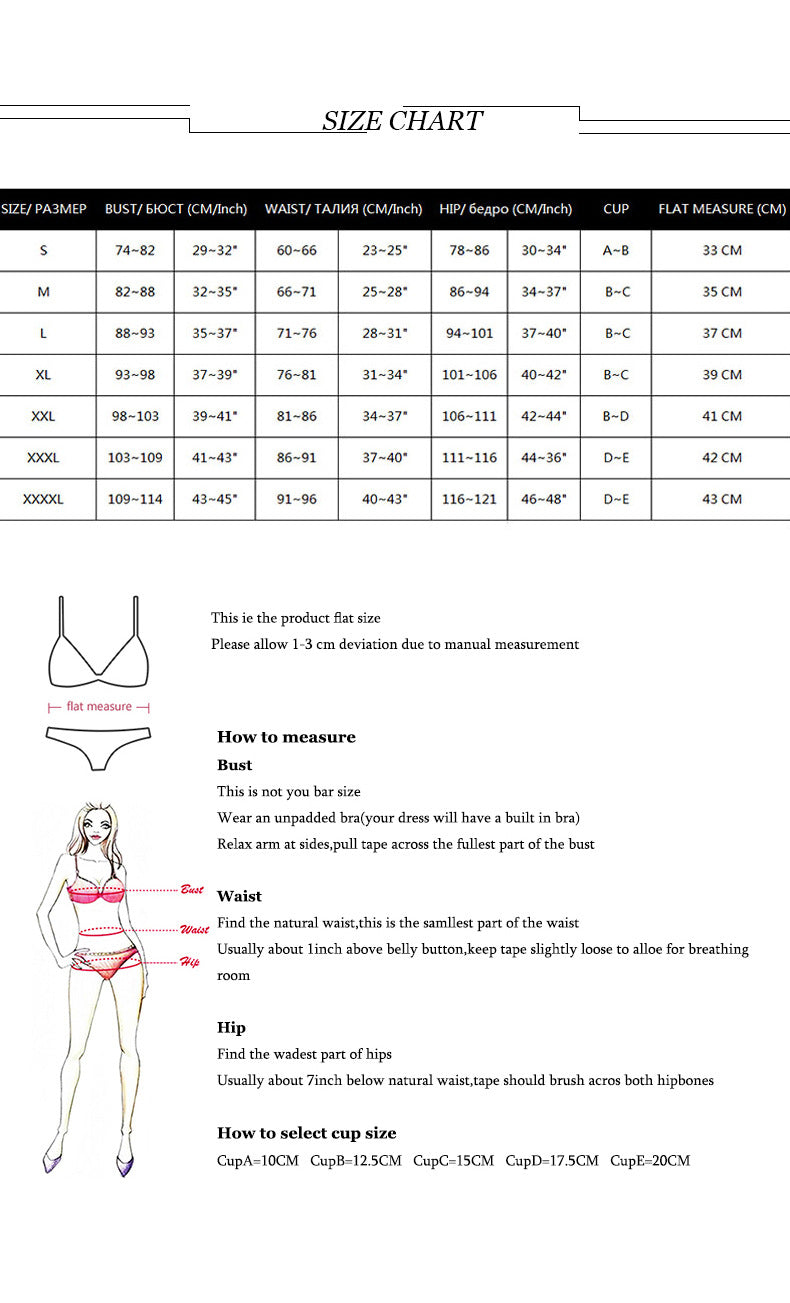 Size chart for women's underwear with measurements and instructions on how to select the correct size.