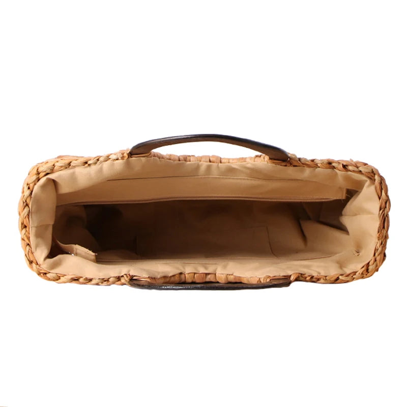 Authentic handmade woven straw handbag sold at PeachyBeanz